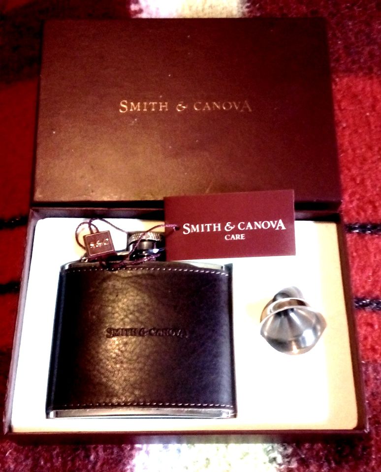 4oz hip flask & funnel for John Lewis by Smith & Canova-unused in its original presentation box