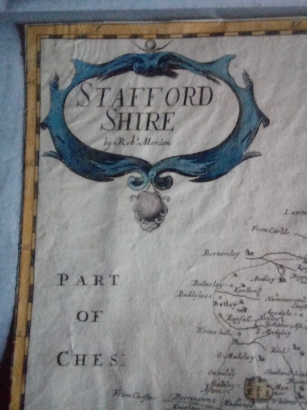 Staffordshire by Robert Morden for Camden's Britannia. 1695 First Edition